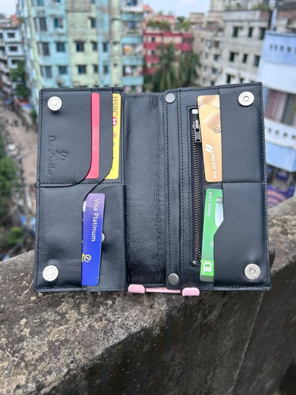 bike peapers & long wallet genuine leather black colour