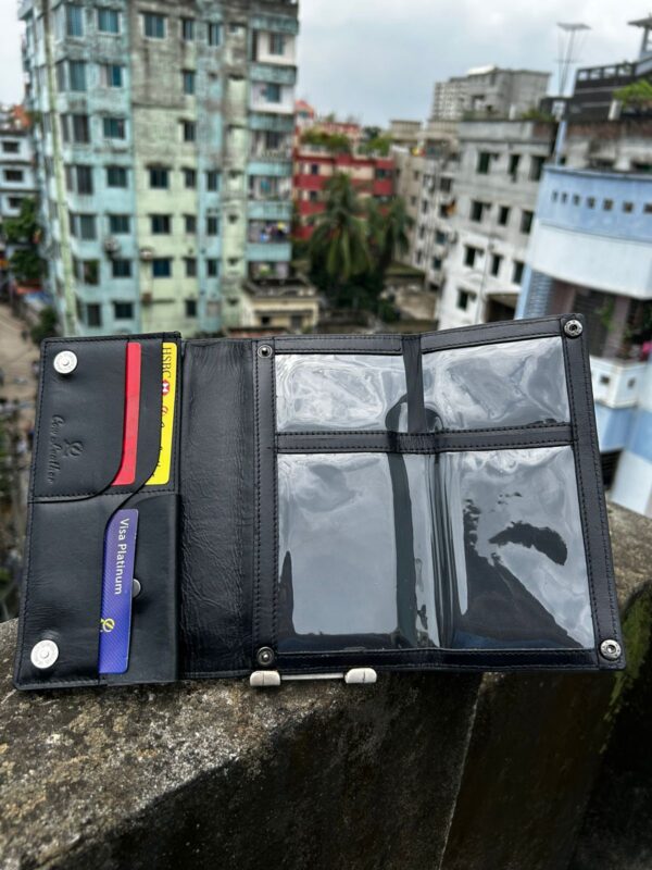 bike peapers & long wallet genuine leather black colour