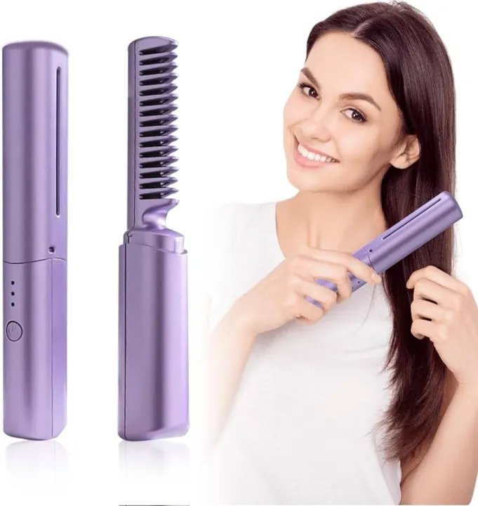 Wireless Hair Straightener Comb, Hot Air Brush, Usb Rechargeable