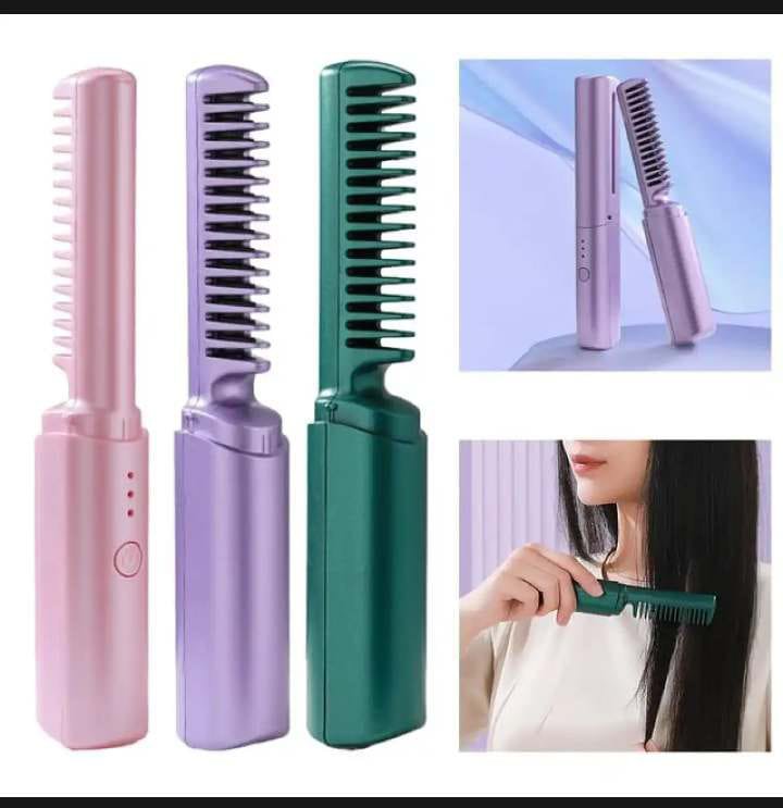 Wireless Hair Straightener Comb, Hot Air Brush, Usb Rechargeable - Image 2