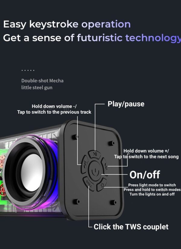 V8 Transparent Mecha Bluetooth Speaker